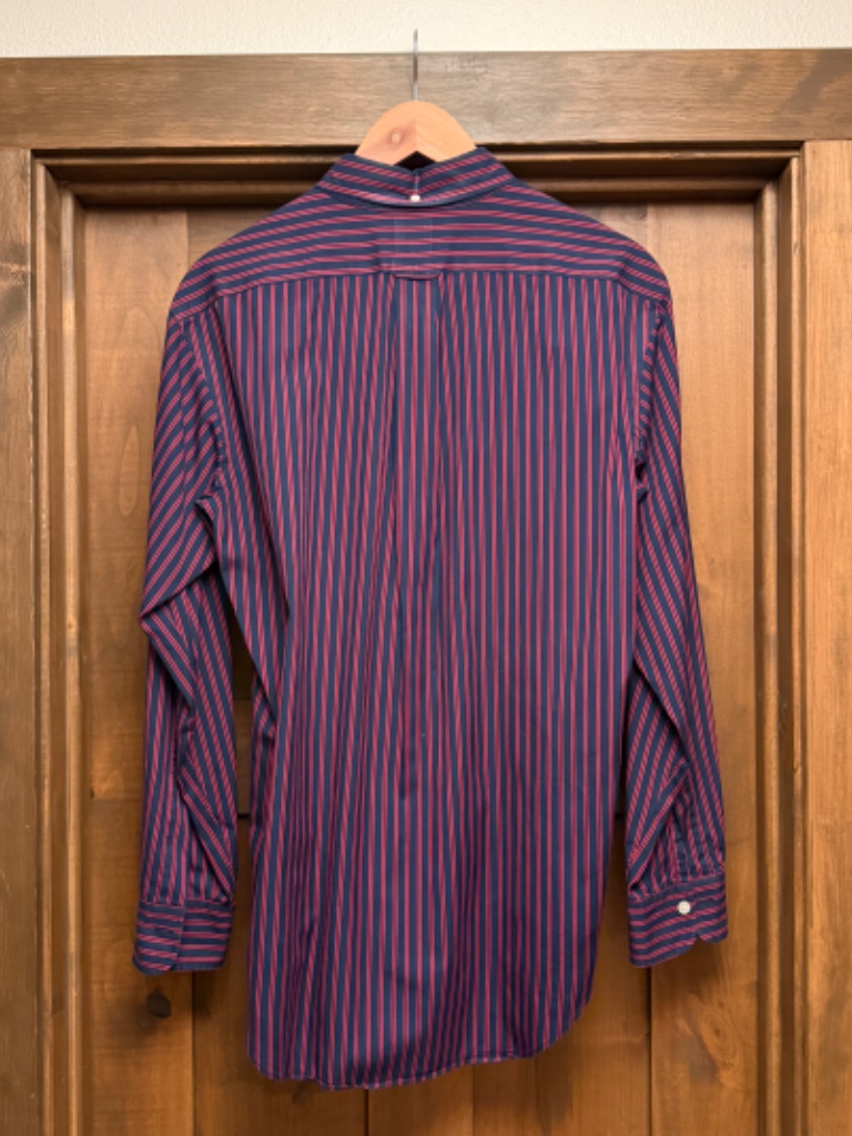 Kamakura Shirts Vintage Ive Navy Blue/Red Stripe Button Down Shirt, Size 16.5 — image 4 of 5